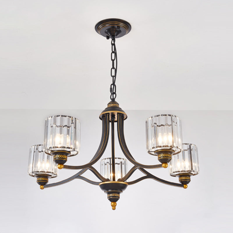 Modern metaalhangende kroonluchter lichtcilinder helder kristal schaduw plafond kroonluchter voor woonkamer