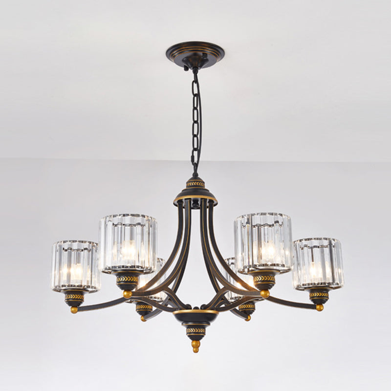 Modern metaalhangende kroonluchter lichtcilinder helder kristal schaduw plafond kroonluchter voor woonkamer