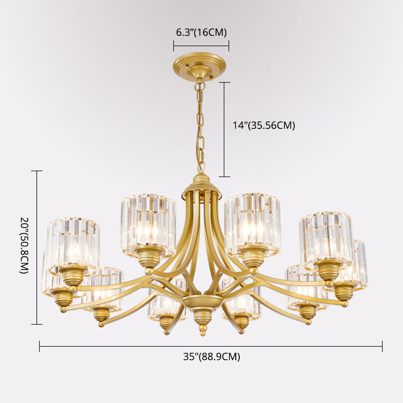 Modern metaalhangende kroonluchter lichtcilinder helder kristal schaduw plafond kroonluchter voor woonkamer