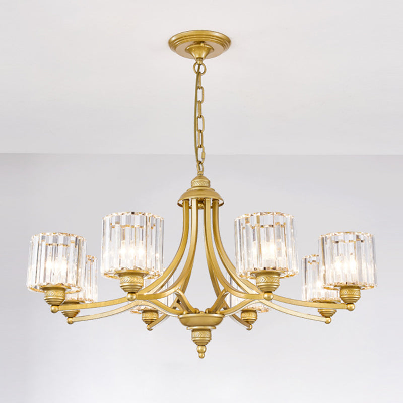 Modern metaalhangende kroonluchter lichtcilinder helder kristal schaduw plafond kroonluchter voor woonkamer