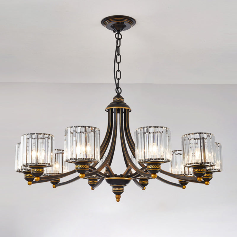 Modern metaalhangende kroonluchter lichtcilinder helder kristal schaduw plafond kroonluchter voor woonkamer