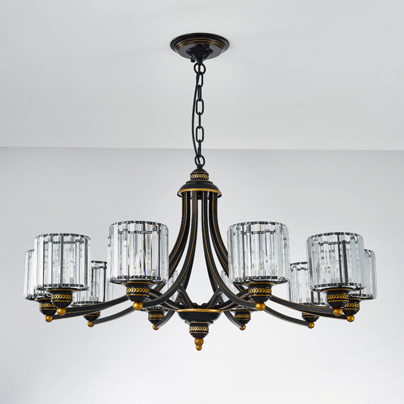 Modern metaalhangende kroonluchter lichtcilinder helder kristal schaduw plafond kroonluchter voor woonkamer