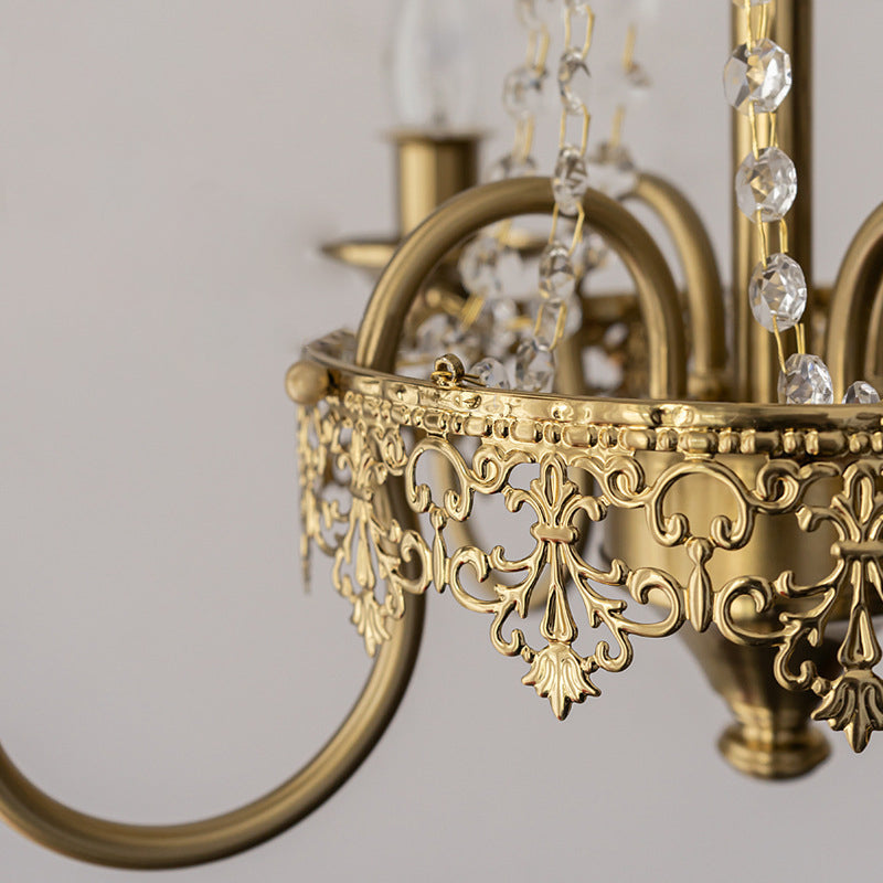 Luz de lámpara colgante de metal posmoderno 5 Candelera de techo de vela de oro claro para dormitorio