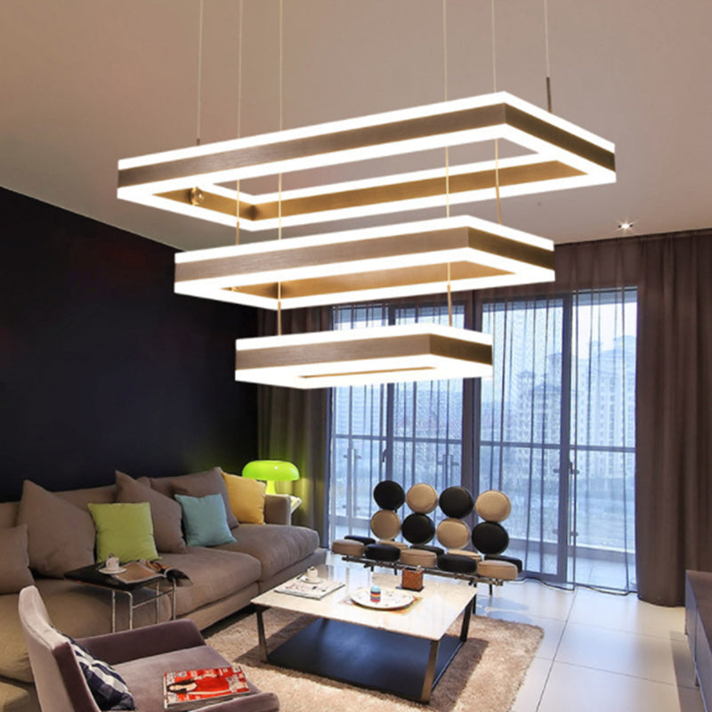 Moderne eenvoud hangende multi-tier kroonluchter hanglamp acryl plafondlampen armatuur voor restaurant