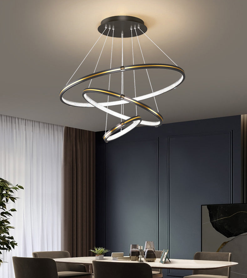 Lampada del lampadario moderno a ginnastica a anello di semplicità Lights Acrilico Ampiccamento a sospensione per il ristorante