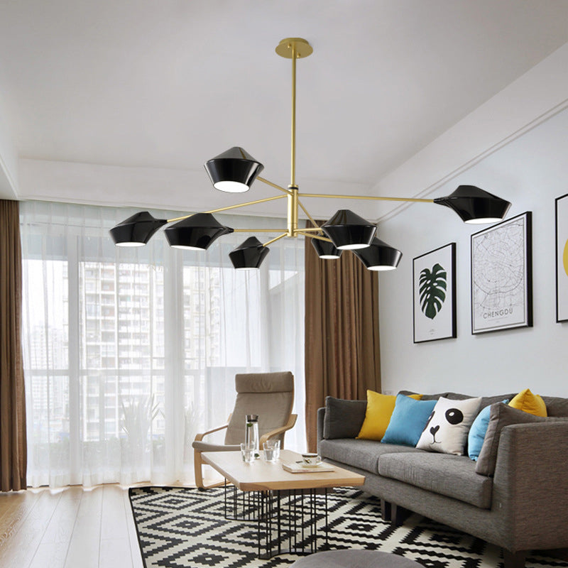 Modern ombreggiata lampadina a lampada in metallo salotto lampadario luce a sospensione