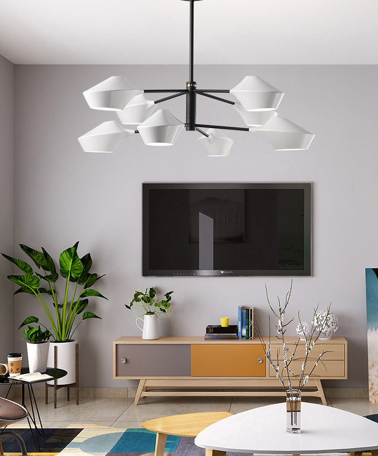 Modern ombreggiata lampadina a lampada in metallo salotto lampadario luce a sospensione