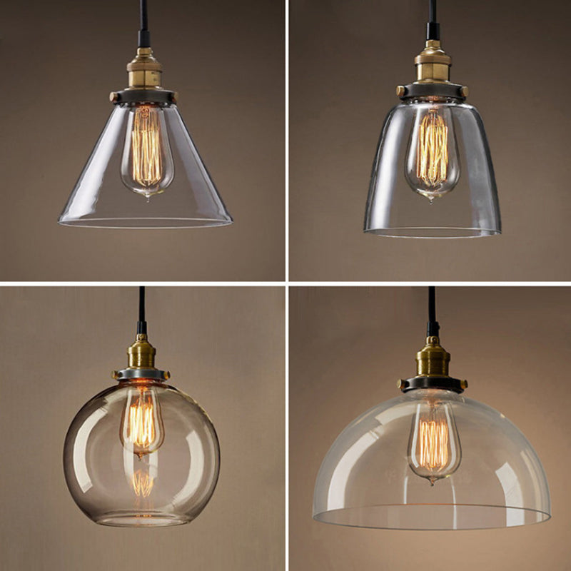 Retro Industrial 1 Lámpara de luz Lámpara de lámpara Alezo a mano iluminación colgante de vidrio para sala de estar