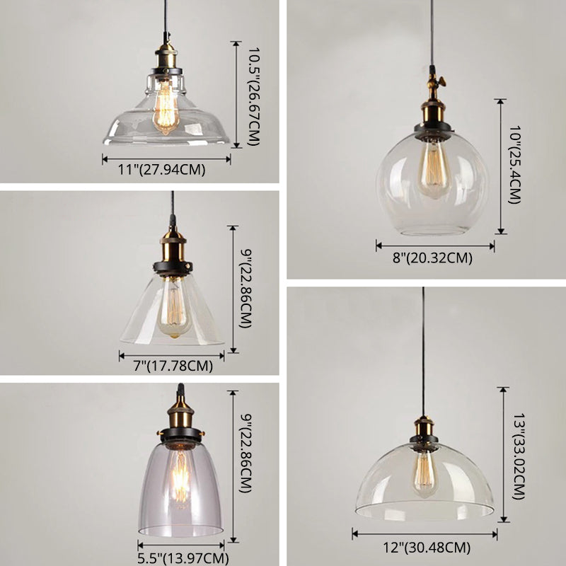 Retro Industrial 1 Lámpara de luz Lámpara de lámpara Alezo a mano iluminación colgante de vidrio para sala de estar