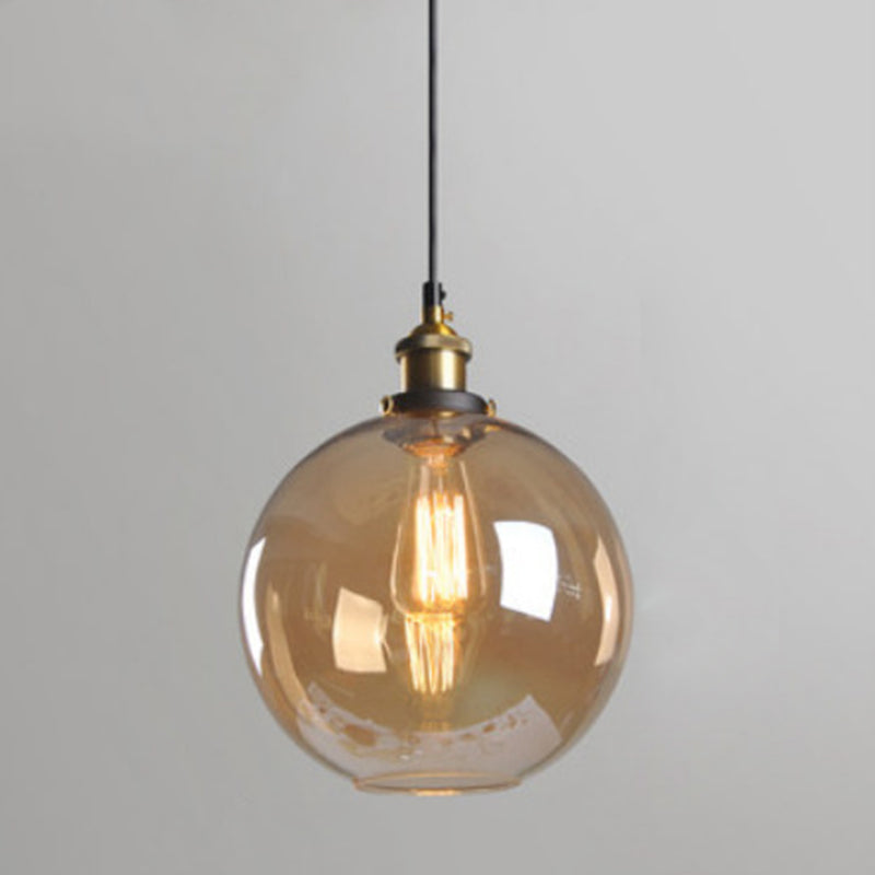 Retro Industrial 1 Lámpara de luz Lámpara de lámpara Alezo a mano iluminación colgante de vidrio para sala de estar