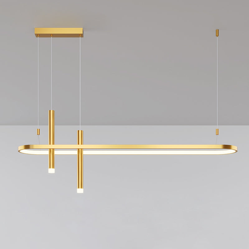 Mid-Century Straight Bars Island Chandelier Lights Metal Chandelier Lamp