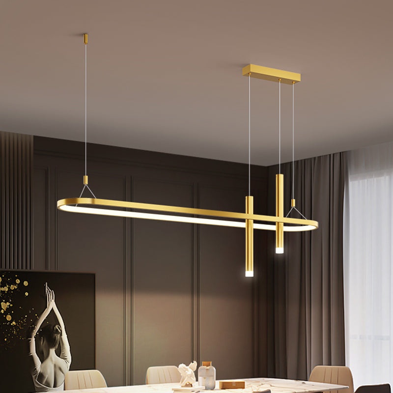 Mid-Century Straight Bars Island Chandelier Lights Metal Chandelier Lamp