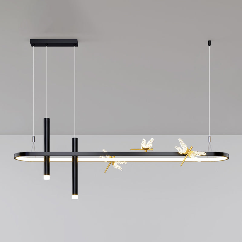 Mid-Century Straight Bars Island Chandelier Lights Metal Chandelier Lamp