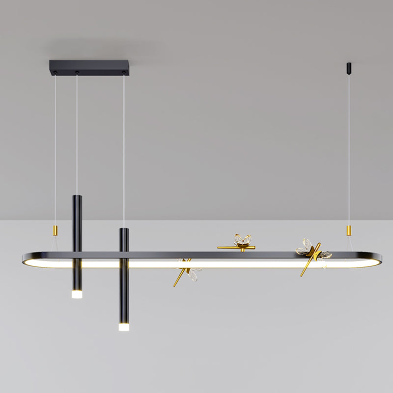 Mid-Century Straight Bars Island Chandelier Lights Metal Chandelier Lamp