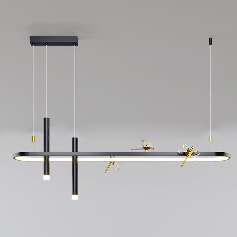 Mid-Century Straight Bars Island Chandelier Lights Metal Chandelier Lamp