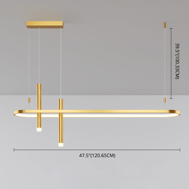 Mid-Century Straight Bars Island Chandelier Lights Metal Chandelier Lamp