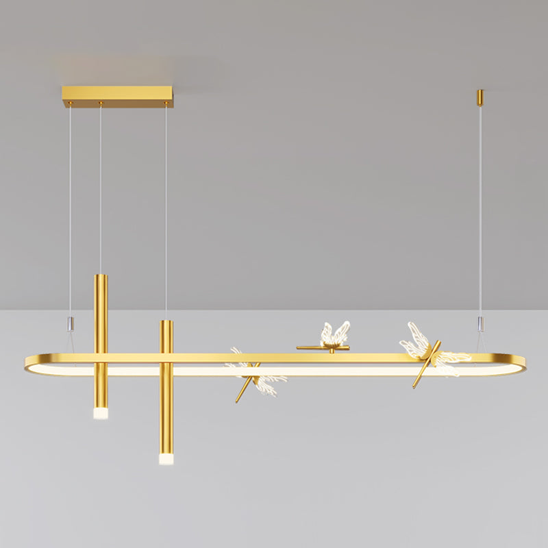 Mid-Century Straight Bars Island Chandelier Lights Metal Chandelier Lamp