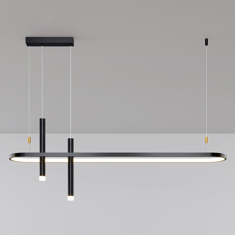 Mid-Century Straight Bars Island Chandelier Lights Metal Chandelier Lamp