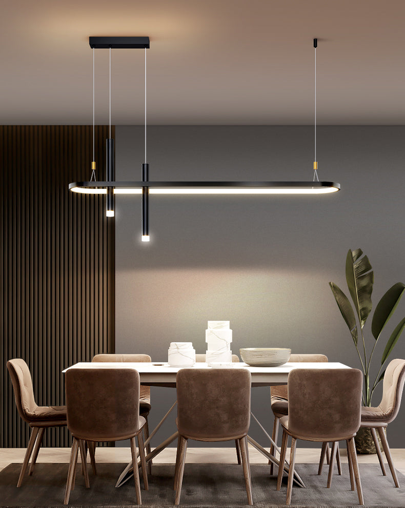 Mid-Century Straight Bars Island Chandelier Lights Metal Chandelier Lamp