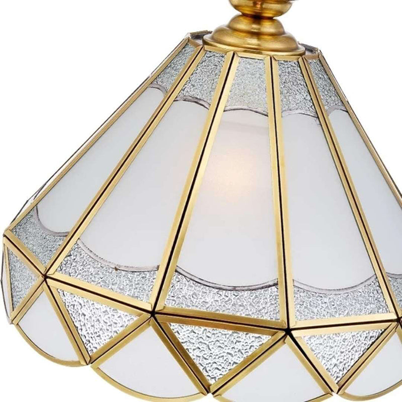 Gold Scallop Pendant Lamp Traditional Frosted Glass 1 Light Living Room Ceiling Light Fixture