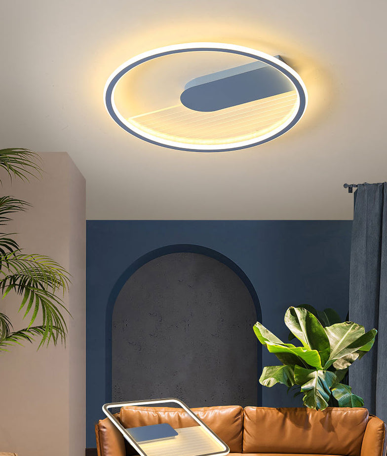 Lampe encastrée ultra fine bleue, plafonnier LED minimaliste en acrylique pour salon