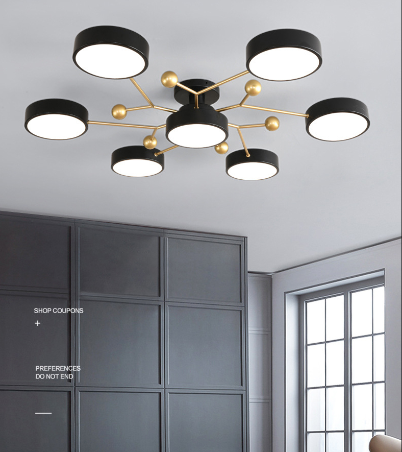 Molecular LED Semiflush Monte Light Macaron Style Metallo Living Camera Soffitto Luce