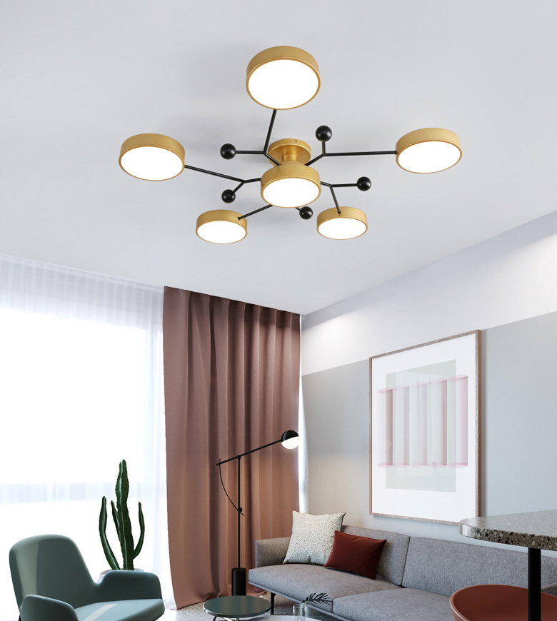 Molecular LED Semiflush Monte Light Macaron Style Metallo Living Camera Soffitto Luce