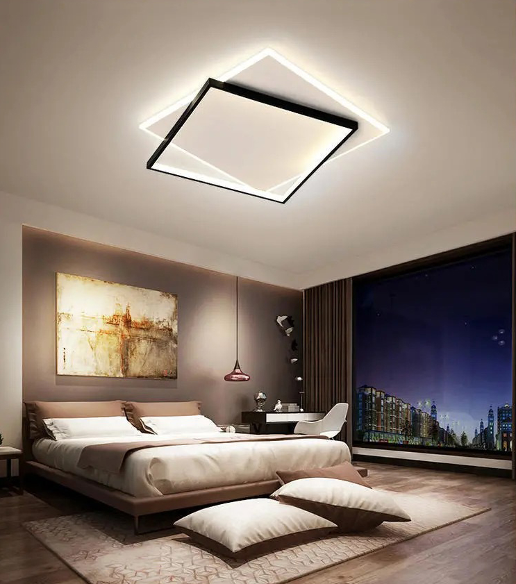 Black and White Geometric Surface Mounted LED Ceiling Light Nordic Acrylic Flush Light for Study Room