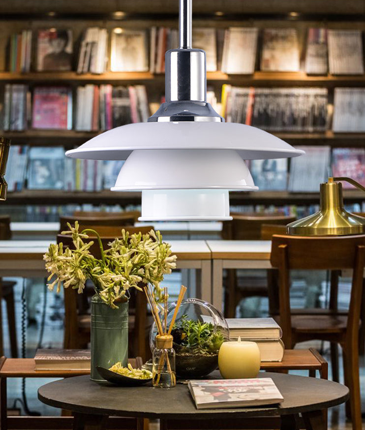 Wit metaalvliegende schotel Hangende licht 1 lichte Noordse stijl hangende lamp voor restaurant