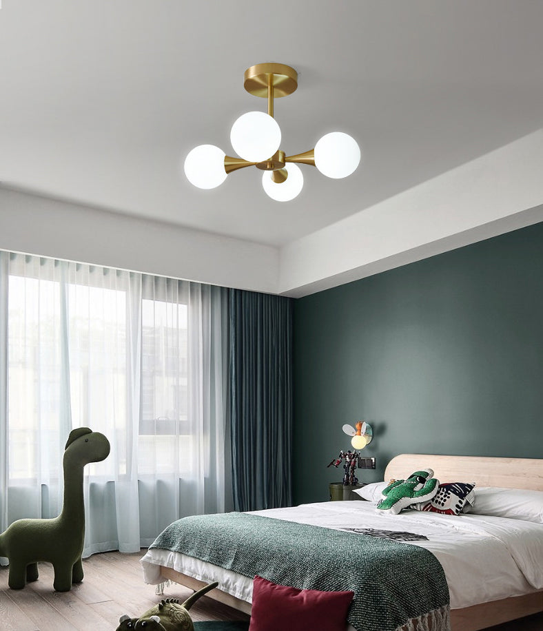 Candelera de estrella estelar posmoderna Candelera de techo de techo de sombra de vidrio claro en oro para sala de estar