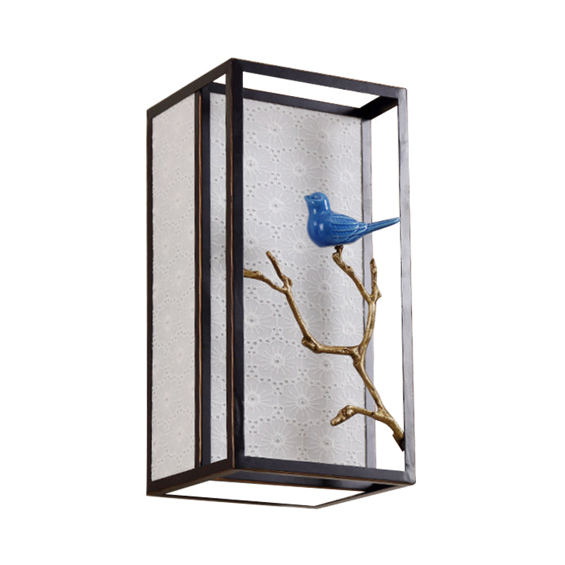 16"/31.5" H Fabric Rectangle Wall Mounted Light Classic 1 Light Living Room Sconce in Black