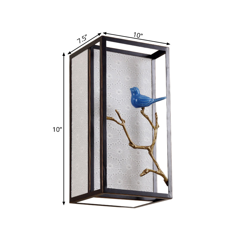 16"/31.5" H Fabric Rectangle Wall Mounted Light Classic 1 Light Living Room Sconce in Black