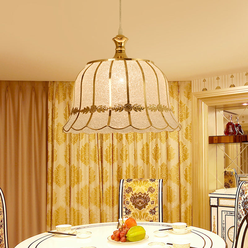 Plastic Gold Pendant Lighting Fixture Triangle/Flower/Wide Flare 1 Light Traditional Hanging Ceiling Light