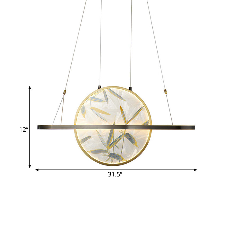 Luminaire ludique à LED Style traditionnel lampe de suspension en verre givré ovale en or