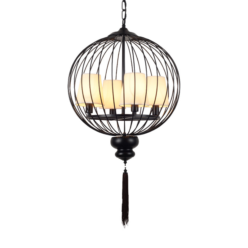 Aparte de la lámpara de lámpara de metal globe elegante 4 luces 4 luces Corredor Kit de lámpara colgante en negro