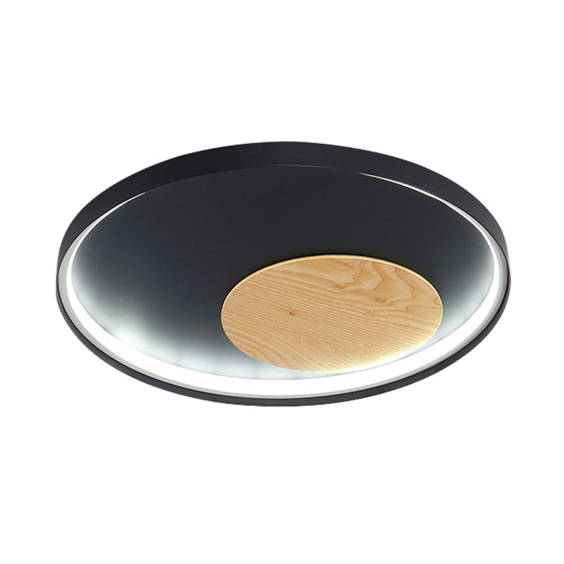 Disk Metal Ceiling Light Mounted Fixture Minimalist White/Black 12"/16"/19.5" Wide LED Flush Light, Natural Light/Remote Control Stepless Dimming