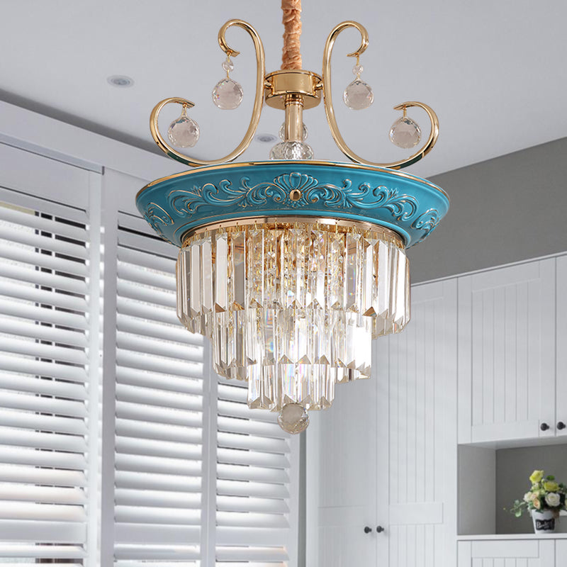 3 niveles Tri-lado de la varilla de cristal Luz Estilo simple 3/5 Cabezas Blue Techo Luz de luz Fixture