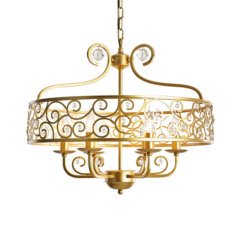 Lámpara de lámpara de candelabra dorada metal posmoderno 6 cabezas lámpara colgante