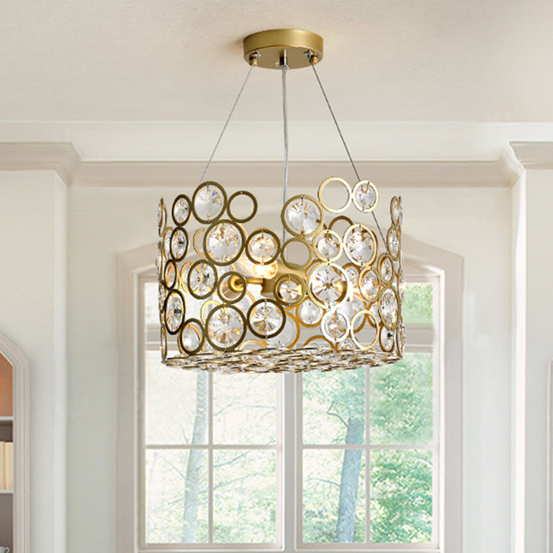 Luz de techo colgante con incrustaciones de cristal Postmodernas 3 cabezas Candelier de comedor Iluminación