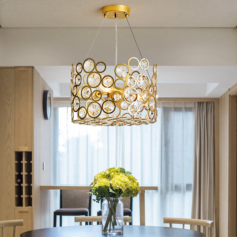 Luz de techo colgante con incrustaciones de cristal Postmodernas 3 cabezas Candelier de comedor Iluminación