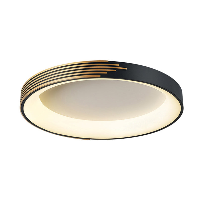 Drum Soffitto Light Moderno Metallo Black LED Flush Montaggio Luce Fissaggio per Camera Da Letto, 12 "/18" /23.5 " Wide