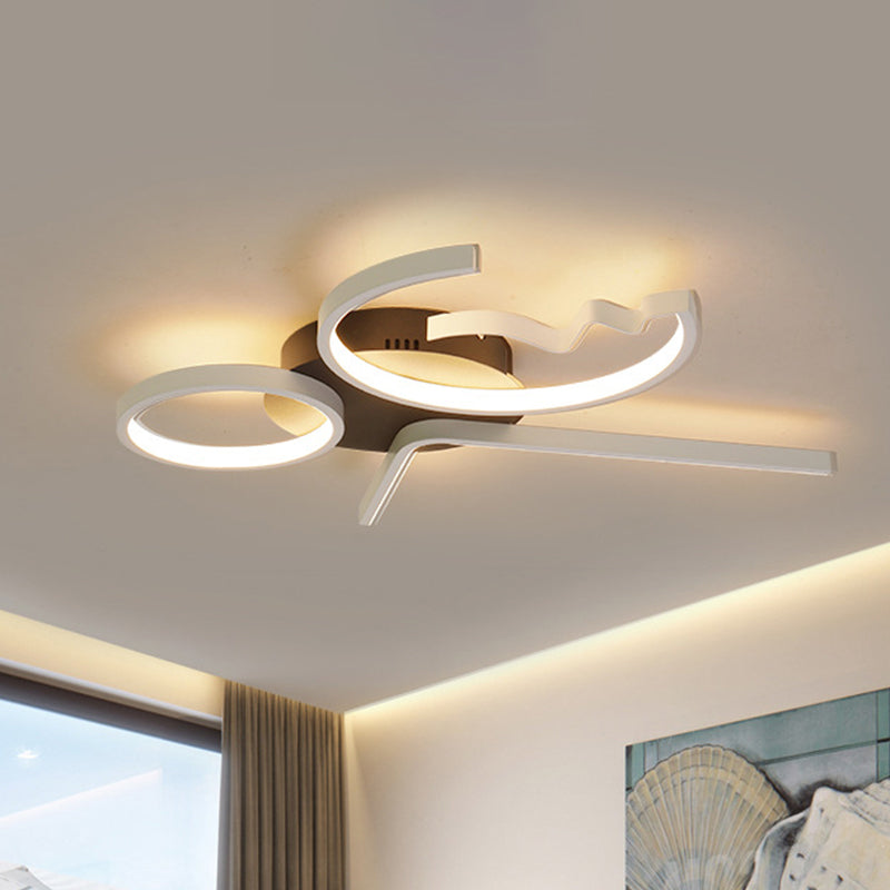 Geometrische Acryl-Unterputzbeleuchtung, moderne 3/4-Licht-Deckenleuchte in Schwarz/Weiß mit warmem/weißem Licht