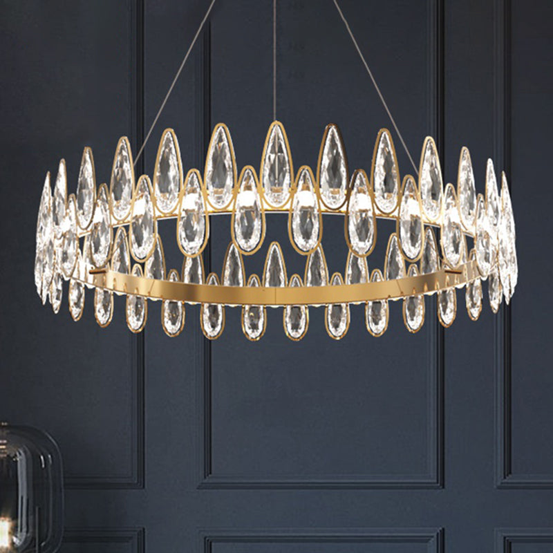 Luz de techo de anillo de oro Luz simple estilo lágrima de lágrima sala de estar led colgante