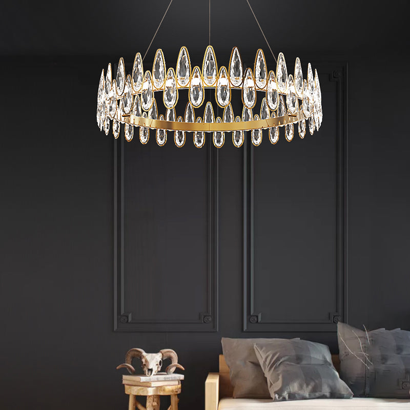 Luz de techo de anillo de oro Luz simple estilo lágrima de lágrima sala de estar led colgante
