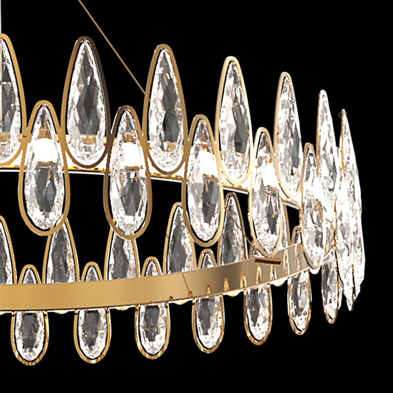 Luz de techo de anillo de oro Luz simple estilo lágrima de lágrima sala de estar led colgante