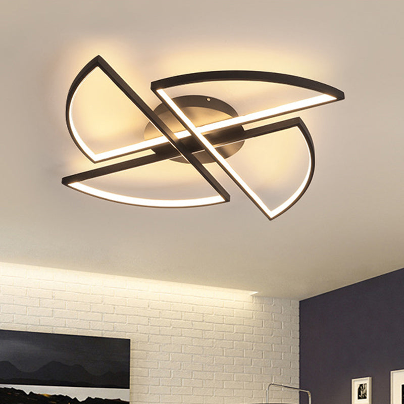Plafonnier géométrique en acrylique à LED noir, luminaire de plafond moderne, lumière blanche chaude/blanche, 18/25,5/31,5 pouces de large