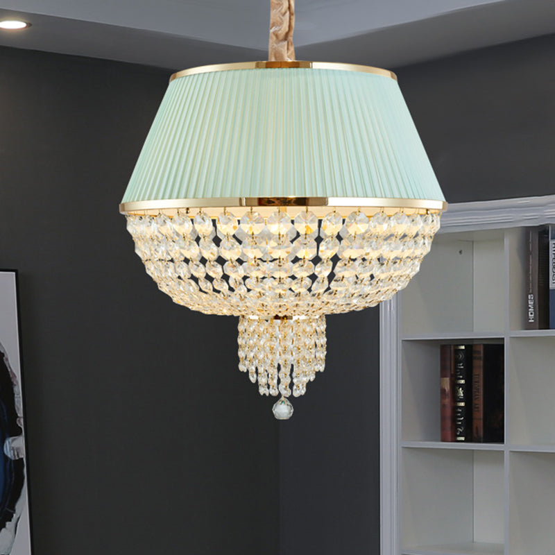 5 lumières Lumières de plafond en dôme simple style bleu / gris Crystal Strand Pendant Light