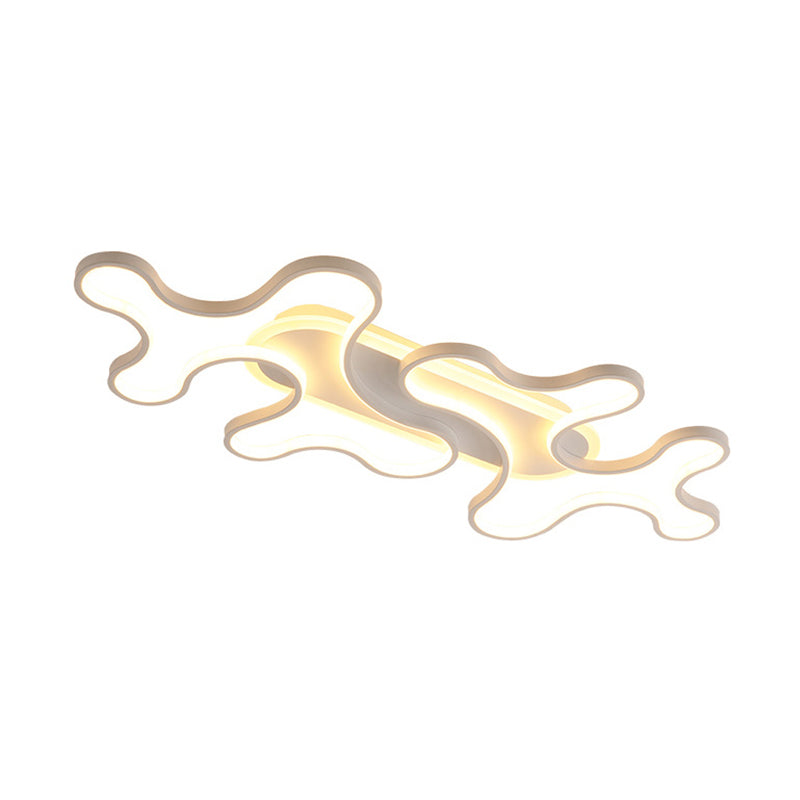 Wave Acrylic Flush Light Simple Style White White Mount Light Fixture in Warm/White Light