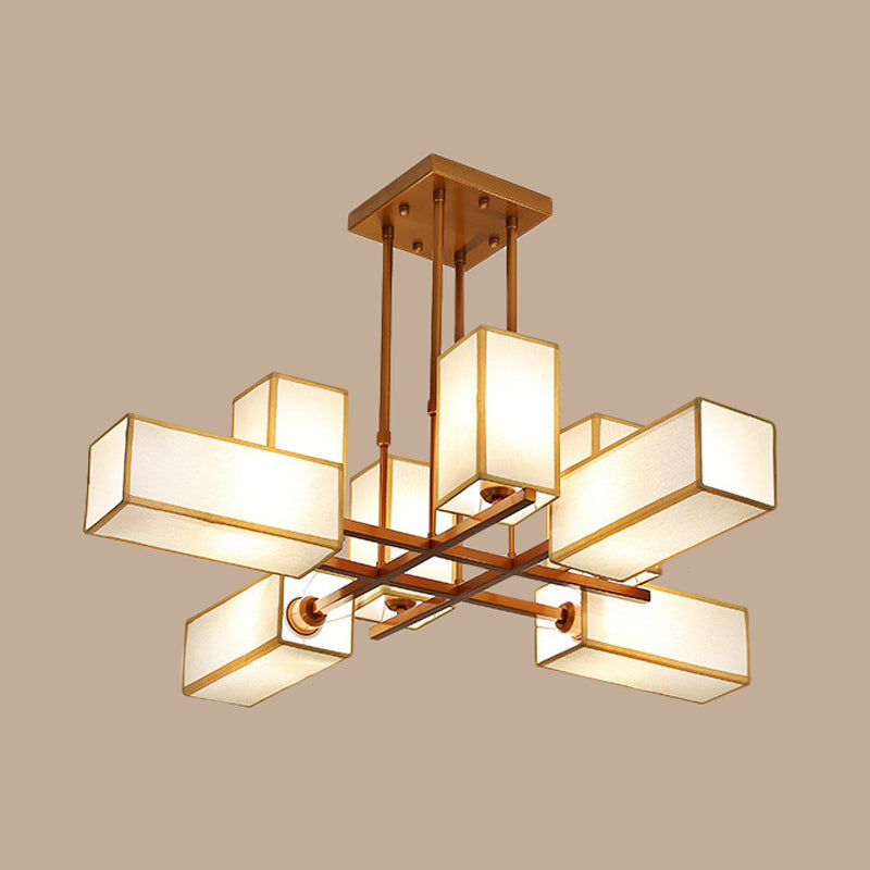 Traditional Rectangle Semi Flush Mount 8/10/12 Lights Metallic Ceiling Lighting in Black/Brass