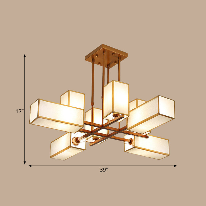 Traditional Rectangle Semi Flush Mount 8/10/12 Lights Metallic Ceiling Lighting in Black/Brass